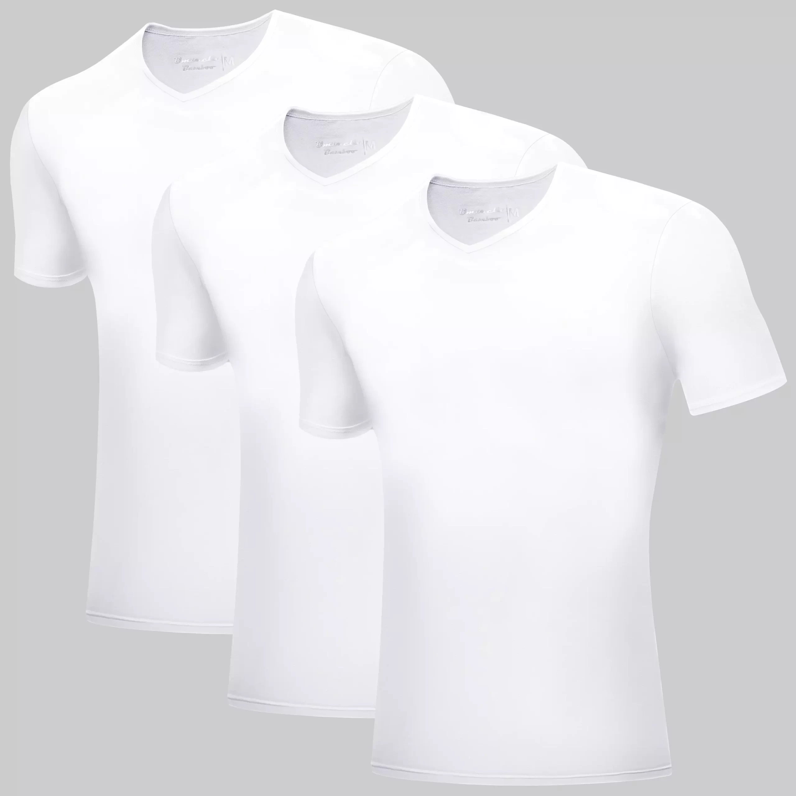 3 Hvide Bambus V-Hals T-Shirts