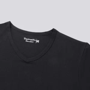 Black Bamboo V-Neck T-Shirt Neckopening Halsåbning Sort V-Hals Bambus T-Shirt